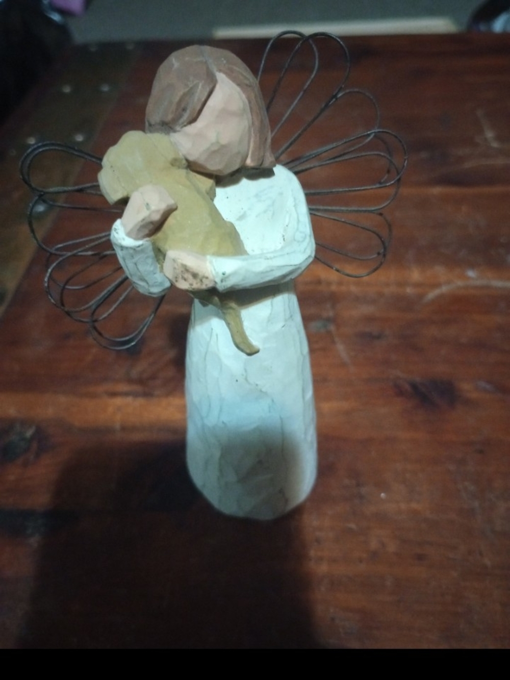 Willow Tree Angel Holding Puppy - Cream, Brown, Tan